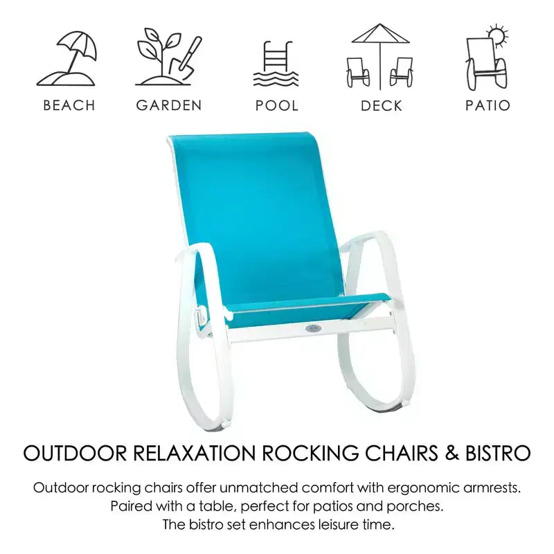 Chaise à bascule d'extérieur Kozyard avec cadre en aluminium thermolaqué et tissu en maille respirant, idéale pour le patio, le porche, le jardin.