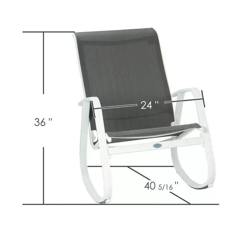 Chaise à bascule d'extérieur Kozyard avec cadre en aluminium thermolaqué et tissu en maille respirant, idéale pour le patio, le porche, le jardin.