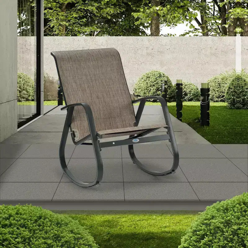 Chaise à bascule d'extérieur Kozyard avec cadre en aluminium thermolaqué et tissu en maille respirant, idéale pour le patio, le porche, le jardin.
