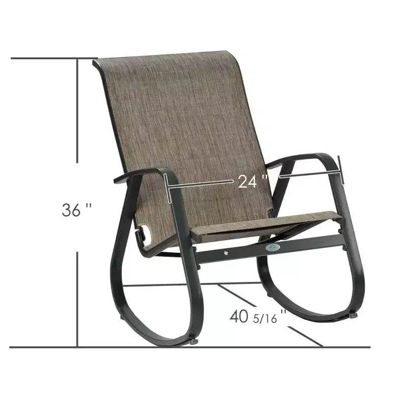 Chaise à bascule d'extérieur Kozyard avec cadre en aluminium thermolaqué et tissu en maille respirant, idéale pour le patio, le porche, le jardin.