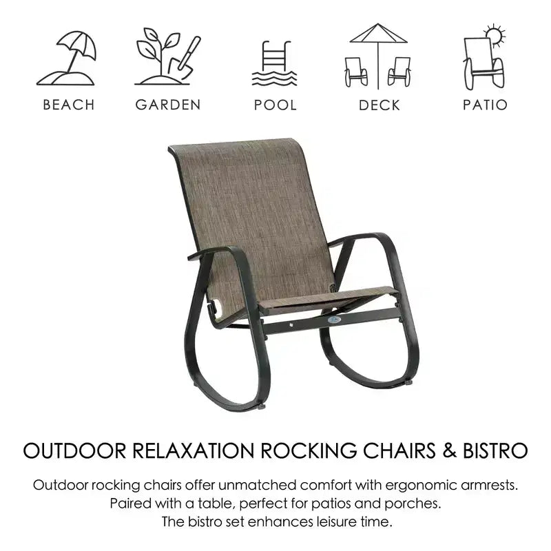 Chaise à bascule d'extérieur Kozyard avec cadre en aluminium thermolaqué et tissu en maille respirant, idéale pour le patio, le porche, le jardin.