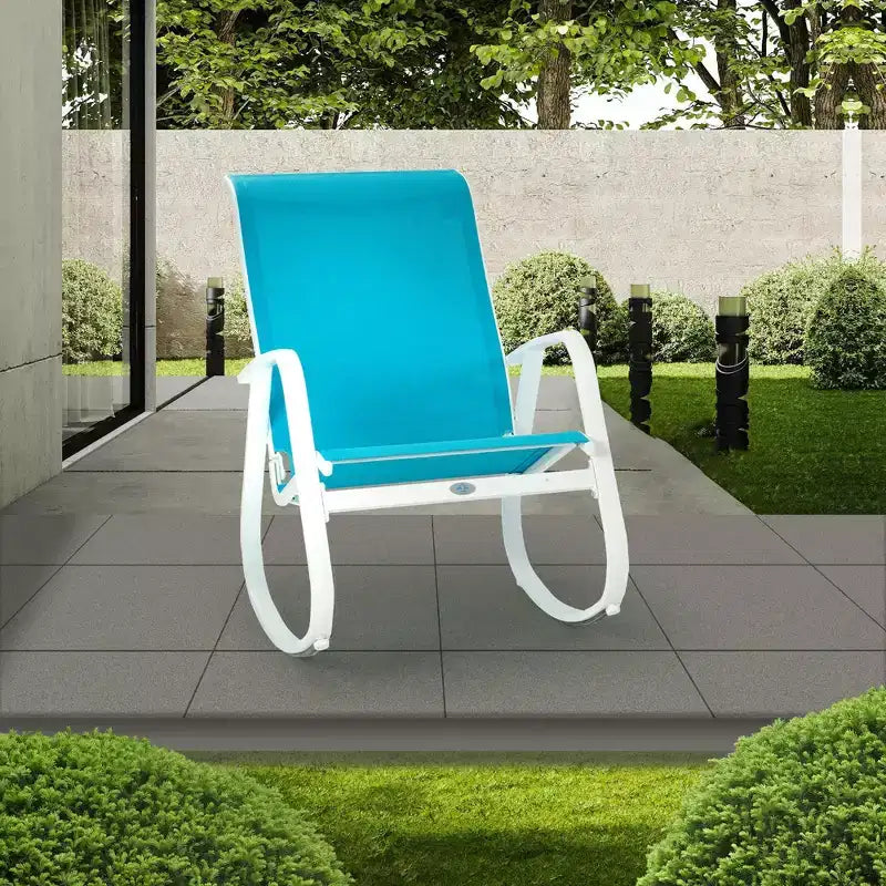 Chaise à bascule d'extérieur Kozyard avec cadre en aluminium thermolaqué et tissu en maille respirant, idéale pour le patio, le porche, le jardin.