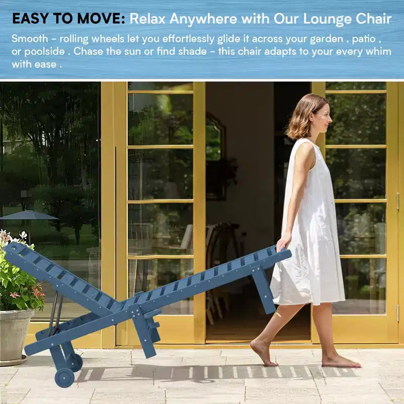 HYLEORY Fauteuil de jardin inclinable en polyéthylène haute densité avec dossier réglable sur 5 positions, roulettes fluides et porte-gobelet (Lot de 2)