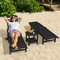HYLEORY Fauteuil de jardin inclinable en polyéthylène haute densité avec dossier réglable sur 5 positions, roulettes fluides et porte-gobelet (Lot de 2)