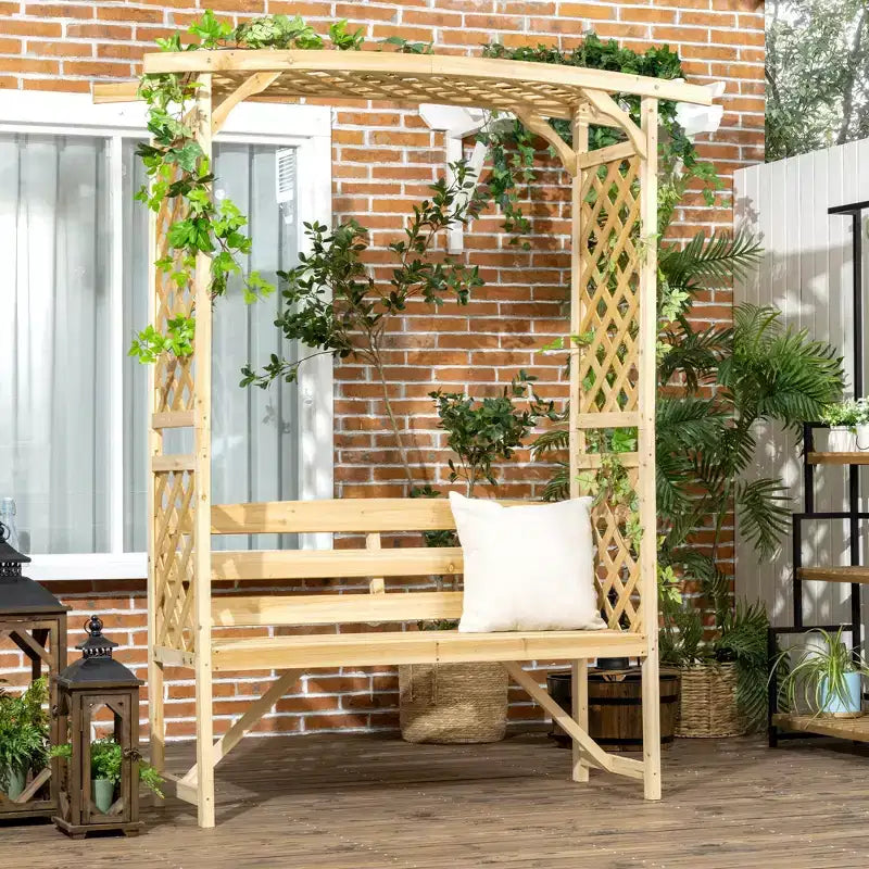 Banc de jardin avec pergola, Banc d'extérieur pour plantes grimpantes