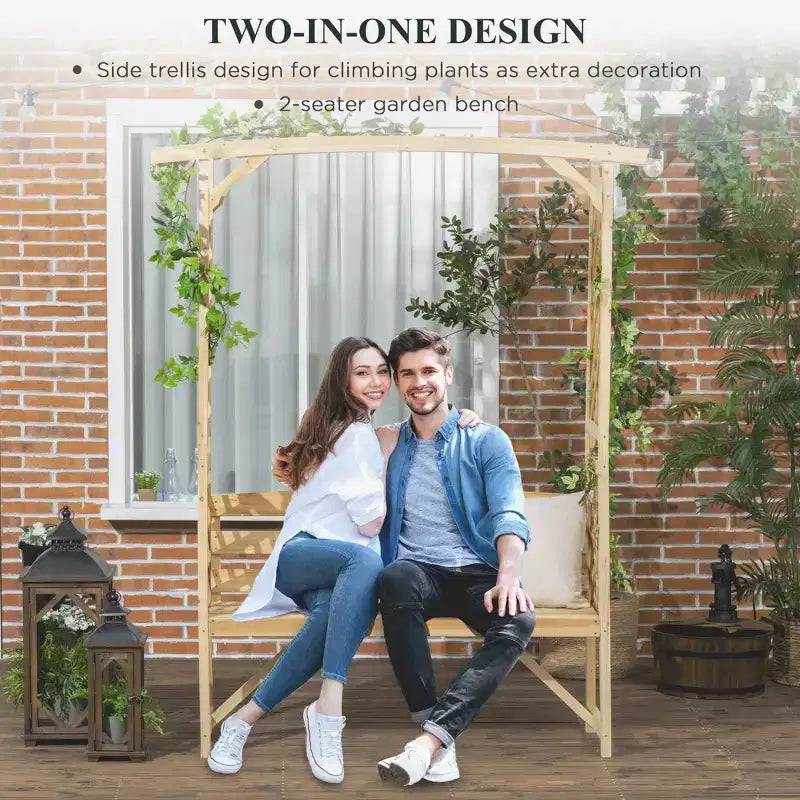 Banc de jardin avec pergola, Banc d'extérieur pour plantes grimpantes