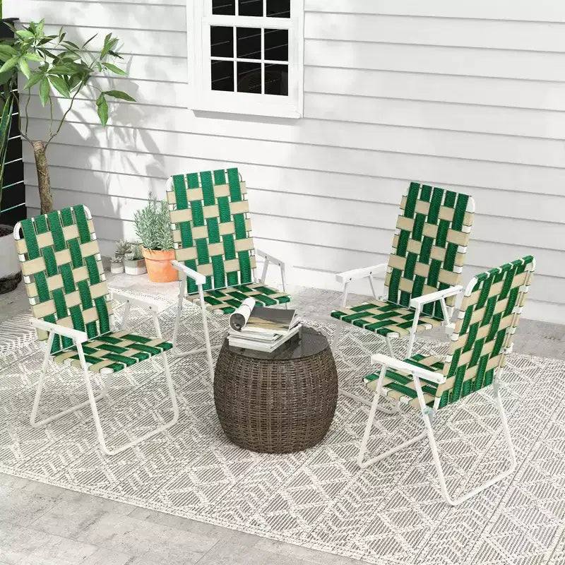 Lot de 4 chaises pliantes de patio, chaises de camping classiques d'extérieur, chaises de jardin portables avec accoudoirs