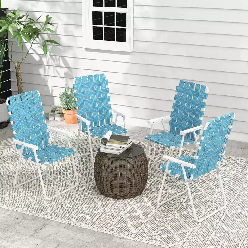 Lot de 4 chaises pliantes de patio, chaises de camping classiques d'extérieur, chaises de jardin portables avec accoudoirs