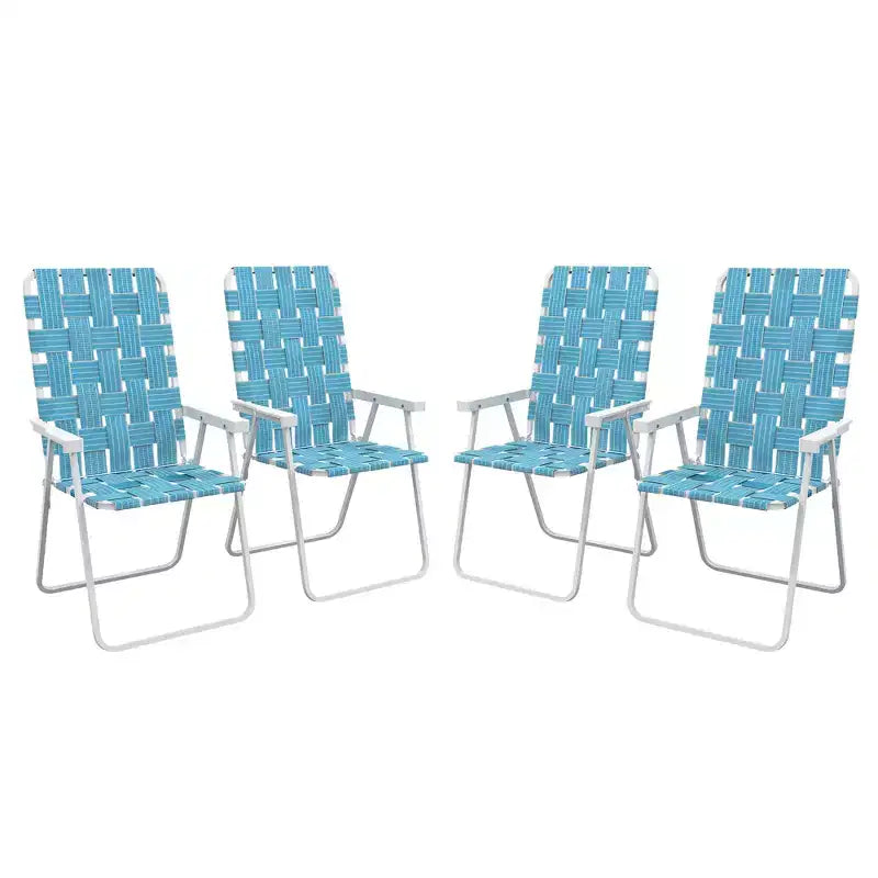 Set of 4 Patio Folding Chairs, Classic Outdoor Camping Chairs, Portable Lawn Chairs w/ Armrests