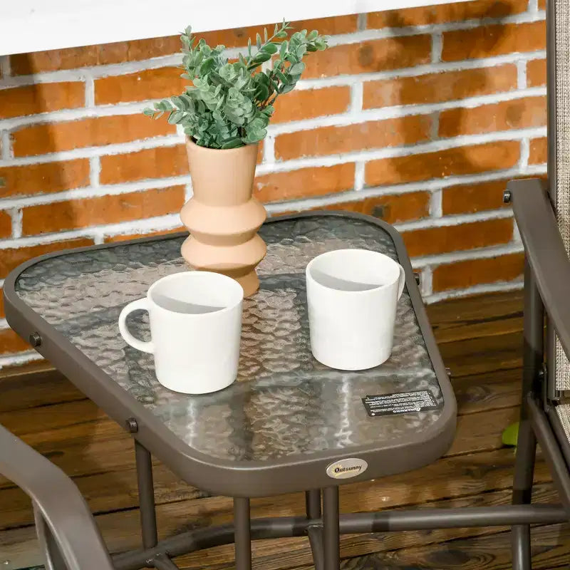Fauteuils planeurs d'extérieur avec table basse, causeuse balancelle 2 places avec textilène respirant pour jardin, cour et véranda