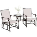 Outdoor Glider Chairs with Coffee Table, Patio 2-Seat Rocking Chair Swing Loveseat with Breathable Sling for Backyard, Garden, and Porch