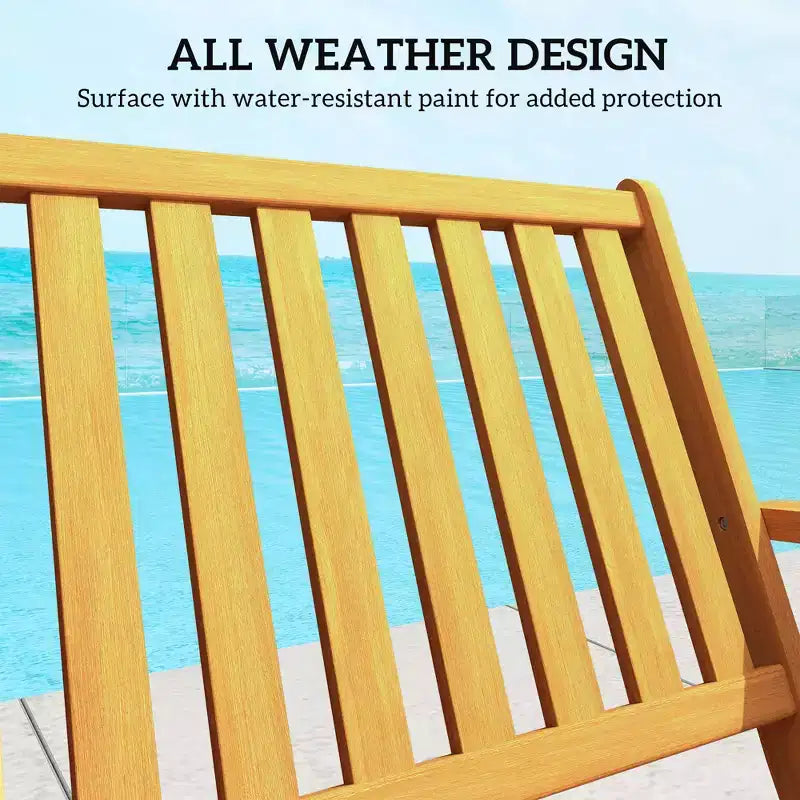 Banc d'extérieur pliant en bois pour 2 personnes avec dossier et accoudoirs pour jardin, porche, parc, balcon