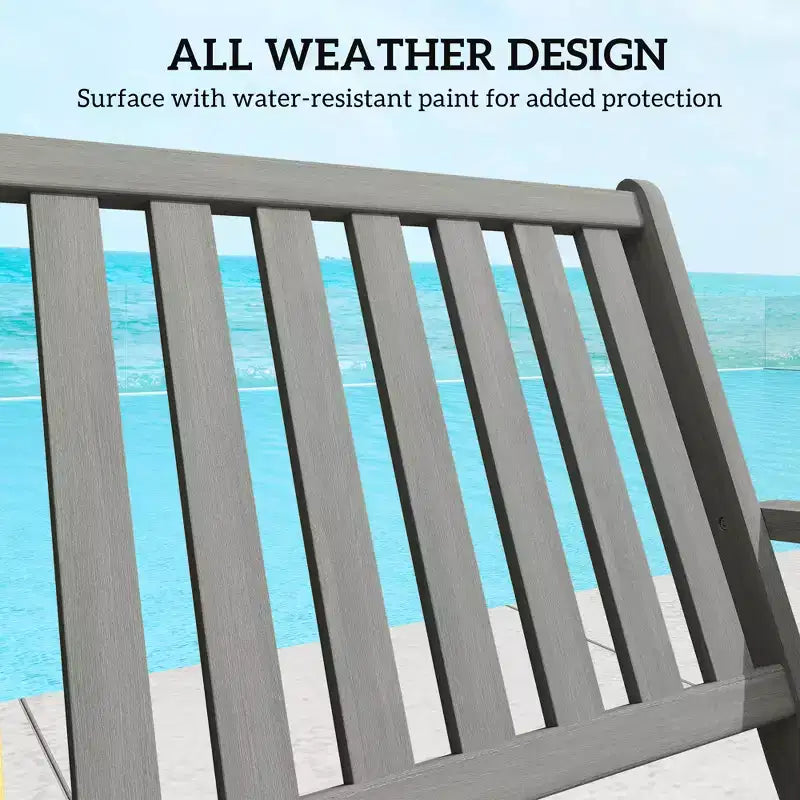 Banc d'extérieur pliant en bois pour 2 personnes avec dossier et accoudoirs pour jardin, porche, parc, balcon