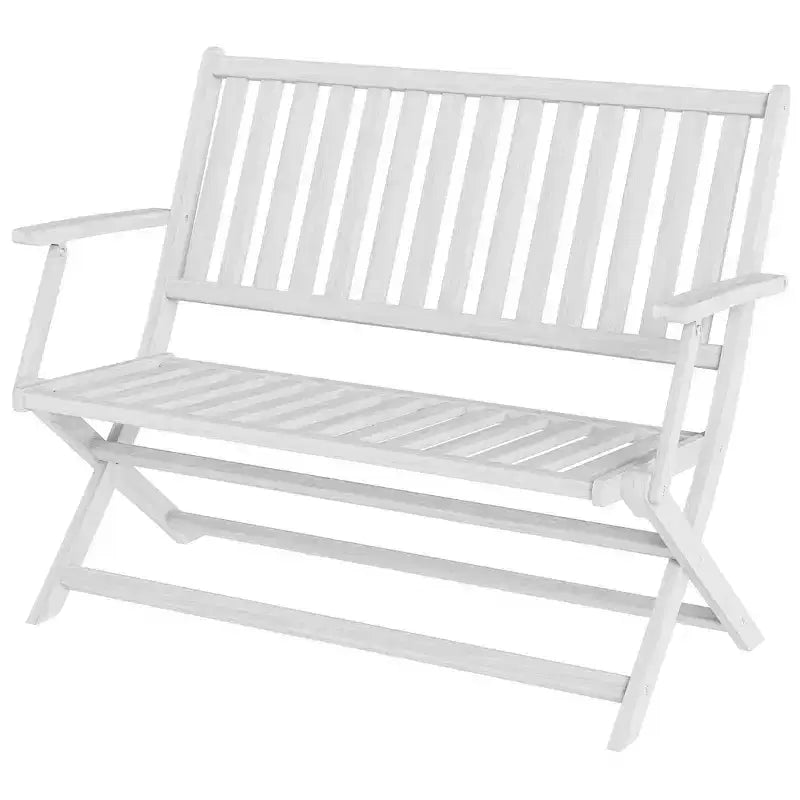 Banc d'extérieur pliant en bois pour 2 personnes avec dossier et accoudoirs pour jardin, porche, parc, balcon