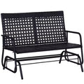 Patio 2-Person Wicker Glider Bench Rocking Chair, Outdoor All-Hand Woven PE Rattan Loveseat w/ Ergonomic Design Rocking System for Patio