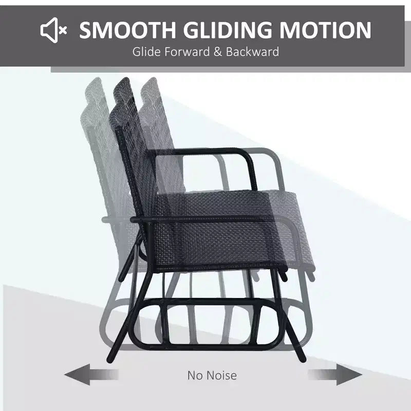 Banc à bascule planeur 2 places en osier pour patio, causeuse d'extérieur en rotin PE tressé à la main avec système à bascule ergonomique pour patio