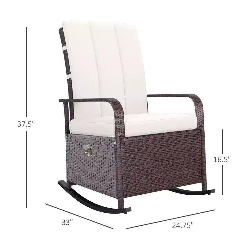 Fauteuil à bascule inclinable en rotin PE avec repose-pieds