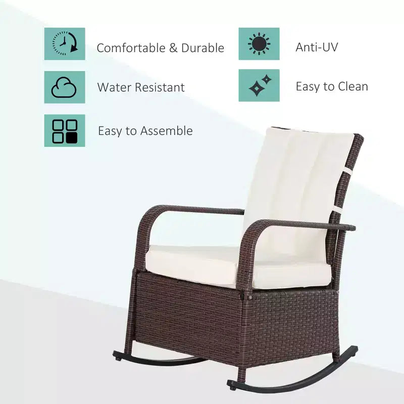 Fauteuil à bascule inclinable en rotin PE avec repose-pieds