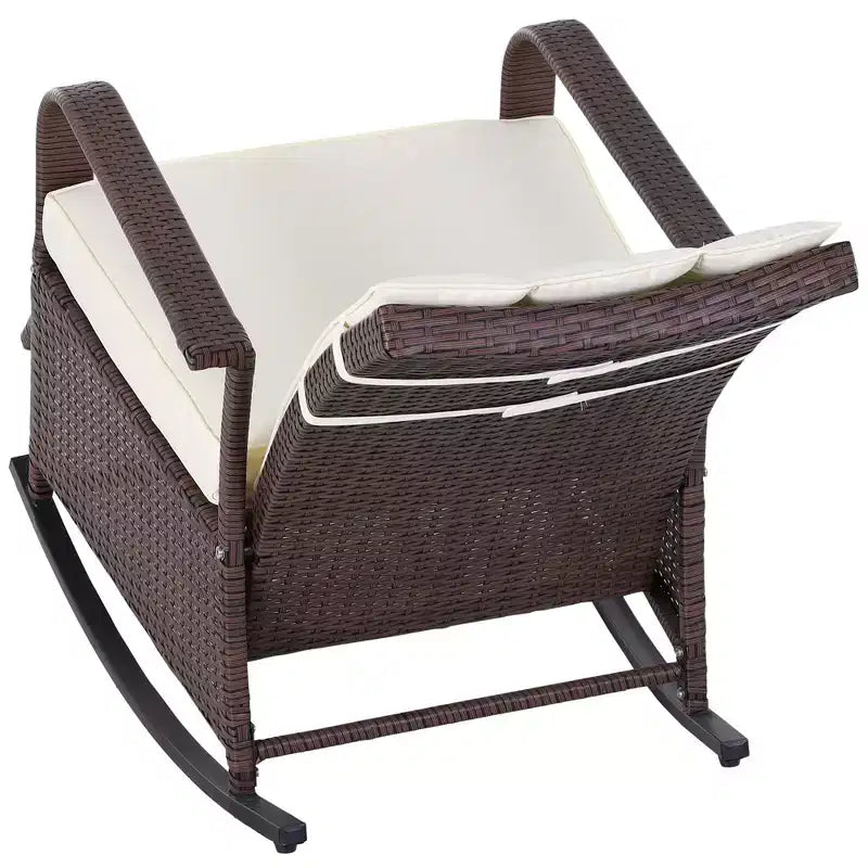 Fauteuil à bascule inclinable en rotin PE avec repose-pieds