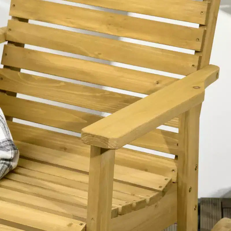 Fauteuil à bascule extérieur en bois, chaise à bascule traditionnelle en lattes de bois avec accoudoirs et dossier haut pour l'intérieur et l'extérieur