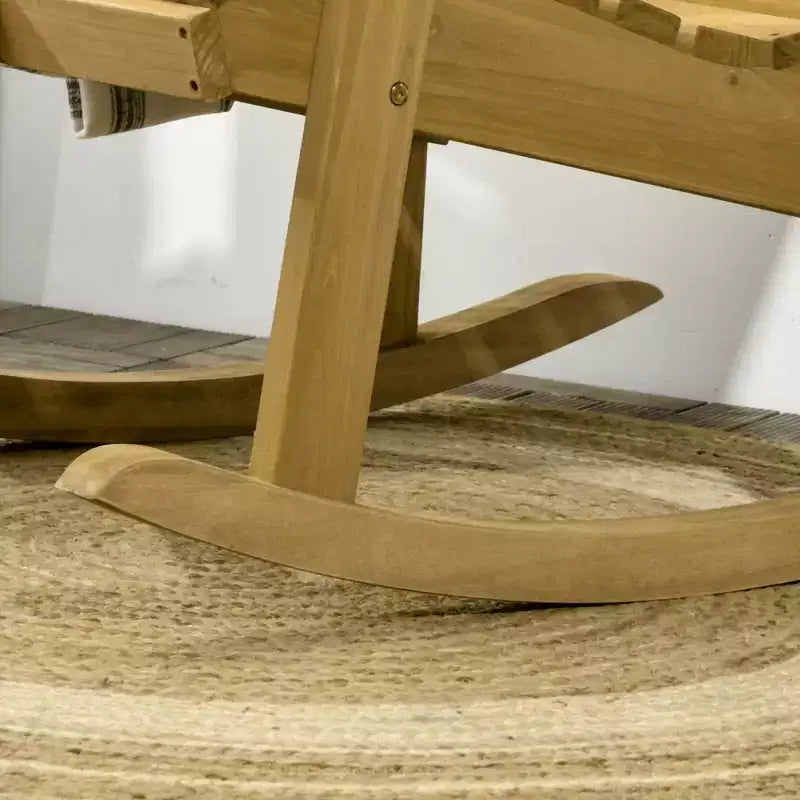 Fauteuil à bascule extérieur en bois, chaise à bascule traditionnelle en lattes de bois avec accoudoirs et dossier haut pour l'intérieur et l'extérieur