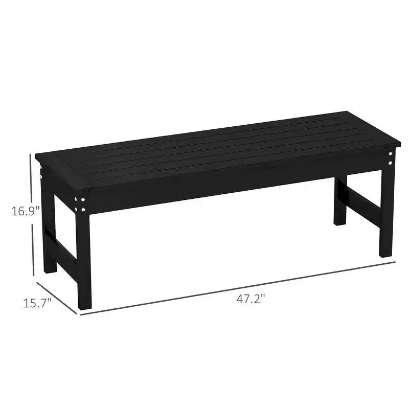 Banc d'extérieur 47, banc de jardin toutes saisons en PEHD, banc de patio sans dossier à lattes pour cour, porche, parc