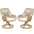 Patio Swivel Chairs Set of 2, Rattan Patio Dining Chairs with Soft Cushions for Backyard, Lawn, Porch, or Garden