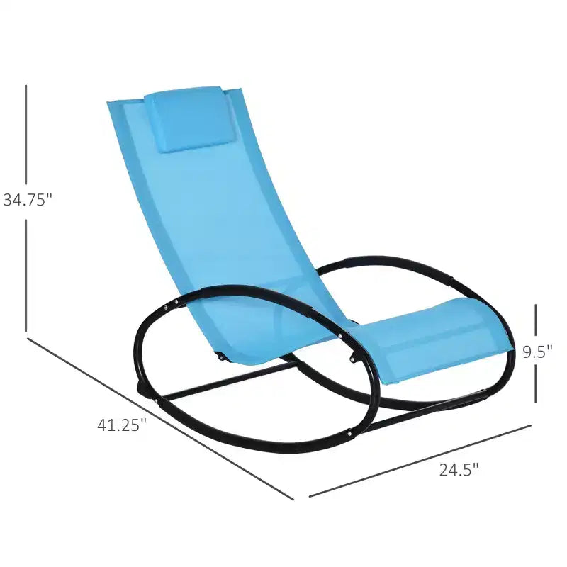 Chaise longue de piscine, chaise longue à bascule d'extérieur pour bain de soleil, piscine, plage, porche avec oreiller et maille rafraîchissante, chaise longue de bronzage à bascule