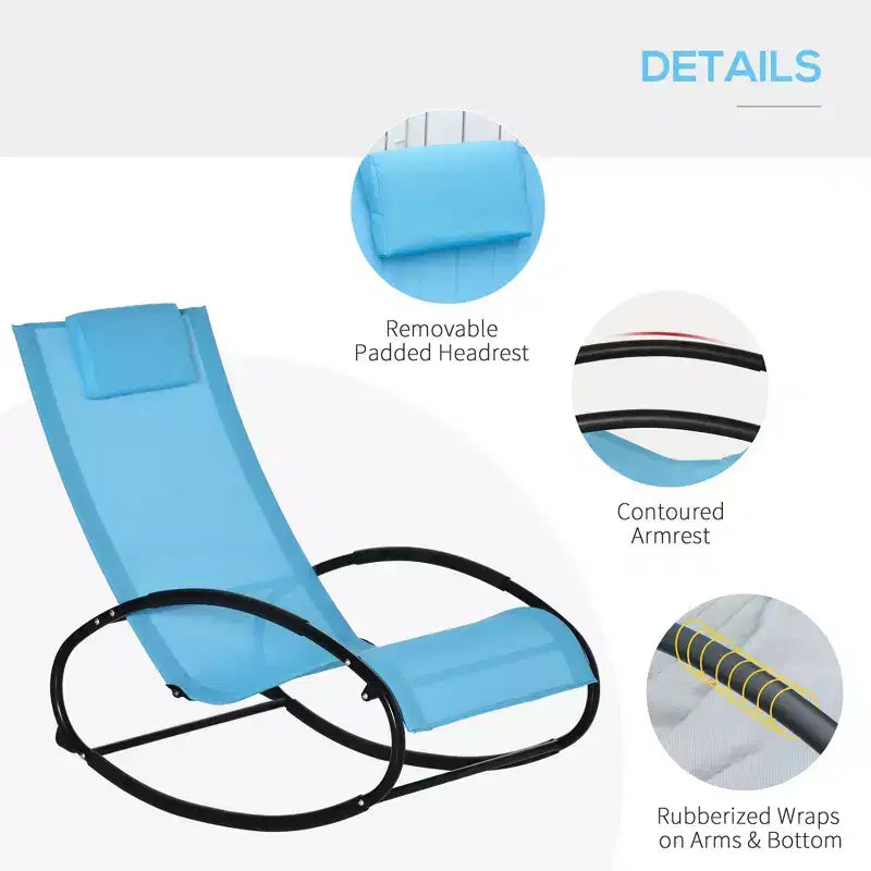 Chaise longue de piscine, chaise longue à bascule d'extérieur pour bain de soleil, piscine, plage, porche avec oreiller et maille rafraîchissante, chaise longue de bronzage à bascule