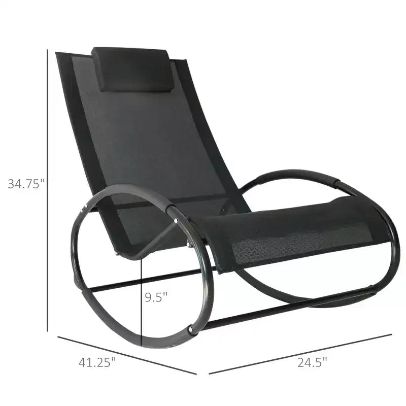Chaise longue de piscine, chaise longue à bascule d'extérieur pour bain de soleil, piscine, plage, porche avec oreiller et maille rafraîchissante, chaise longue de bronzage à bascule
