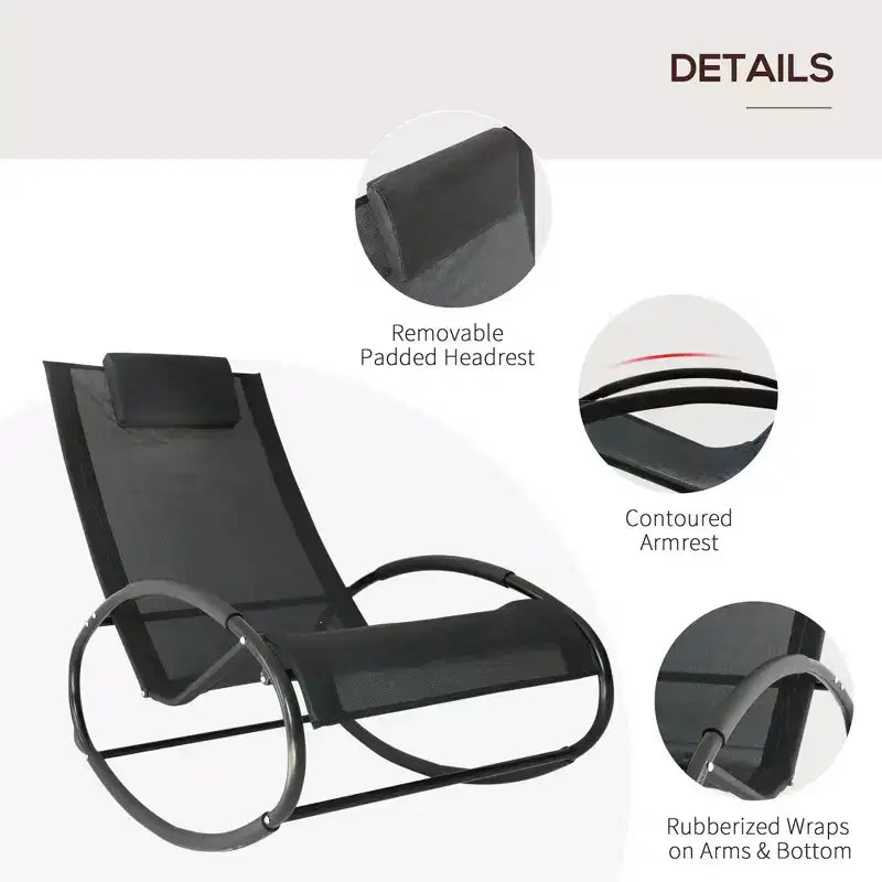 Chaise longue de piscine, chaise longue à bascule d'extérieur pour bain de soleil, piscine, plage, porche avec oreiller et maille rafraîchissante, chaise longue de bronzage à bascule