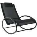 Pool Lounger, Outdoor Rocking Lounge Chair for Sunbathing, Pool, Beach, Porch with Pillow and Cool Mesh, Sun Tanning Rocker