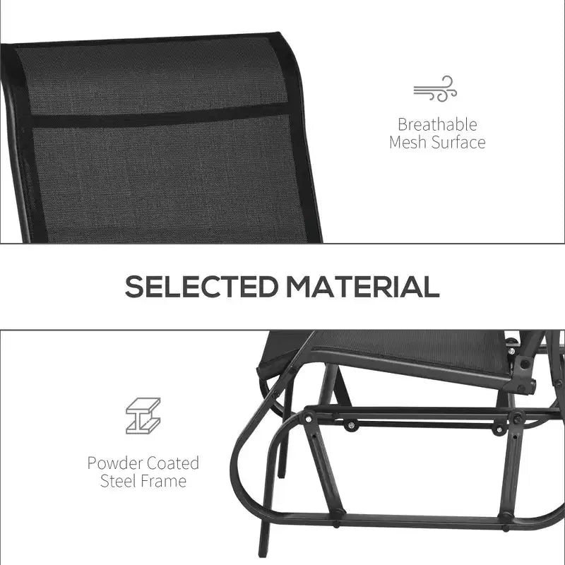 Ensemble de planeurs 4 pièces, ensembles de meubles d'extérieur avec banc de patio planeur 2 personnes, chaise longue simple et table basse en verre pour cour arrière, pelouse et jardin