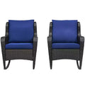 2 Piece Outdoor Wicker Rocking Chairs, Rattan Rockers with Cushions, Steel Frame for Patio, Garden