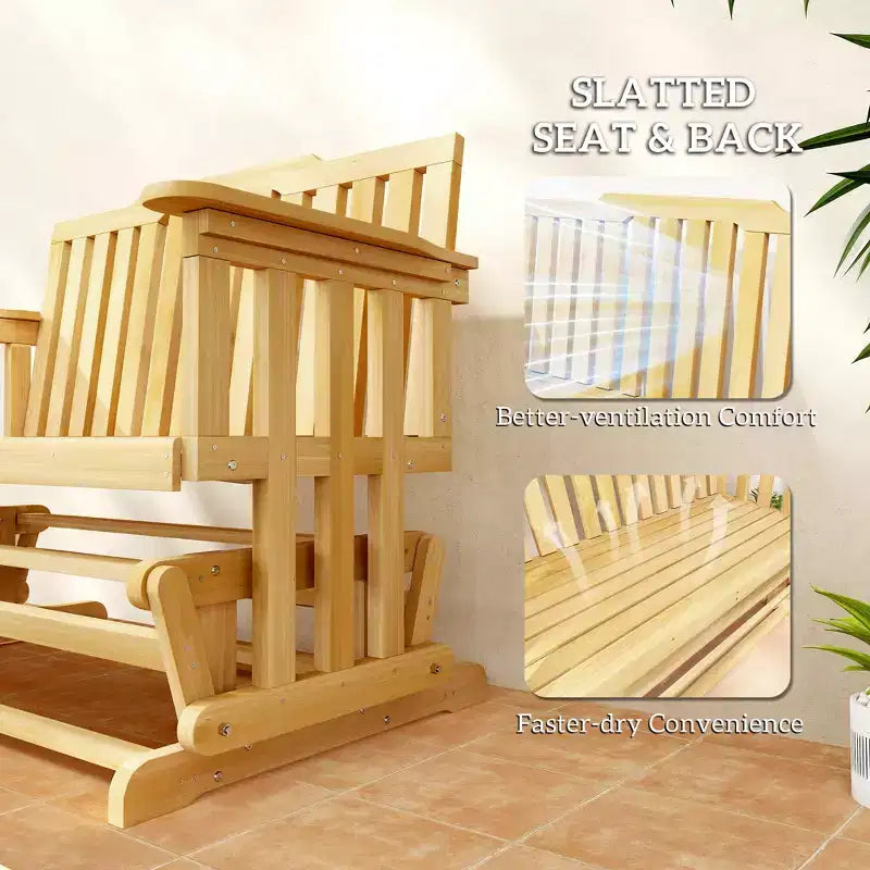 Balançoire de jardin 2 places avec séchage rapide et accoudoirs larges, causeuse à bascule pour terrasse, jardin, porche