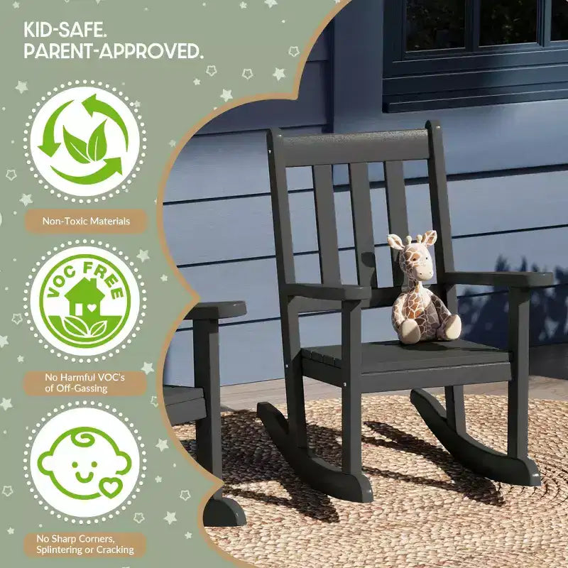 WestinTrends Malibu Chaises à bascule d'extérieur en plastique HDPE pour enfants (Lot de 2)