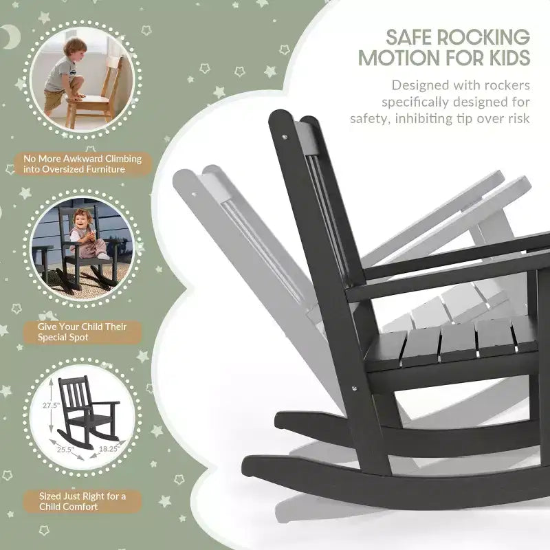 WestinTrends Malibu Chaises à bascule d'extérieur en plastique HDPE pour enfants (Lot de 2)
