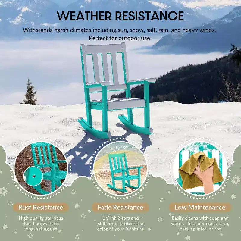 WestinTrends Malibu Chaises à bascule d'extérieur en plastique HDPE pour enfants (Lot de 2)