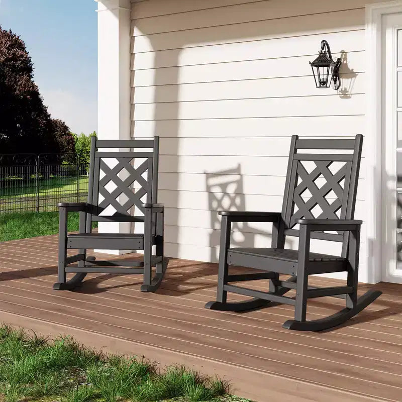 Lot de 6 chaises à bascule, chaises à bascule de patio avec texture bois et support de 172 kg