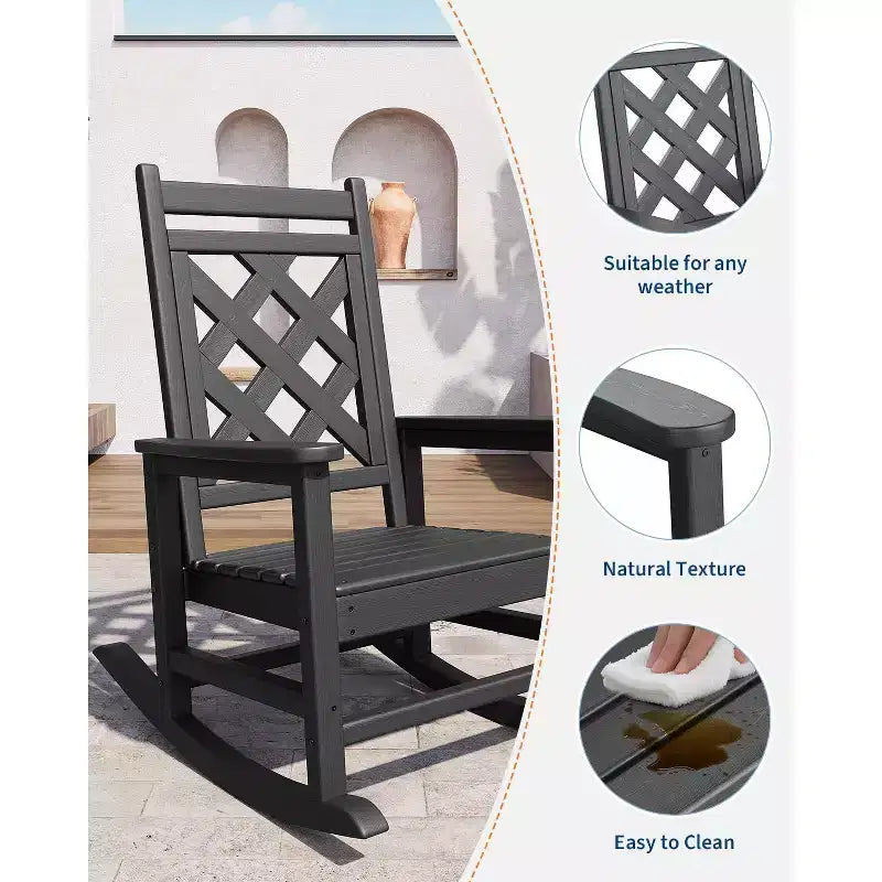 Lot de 6 chaises à bascule, chaises à bascule de patio avec texture bois et support de 172 kg