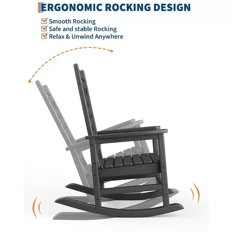 Lot de 6 chaises à bascule, chaises à bascule de patio avec texture bois et support de 172 kg