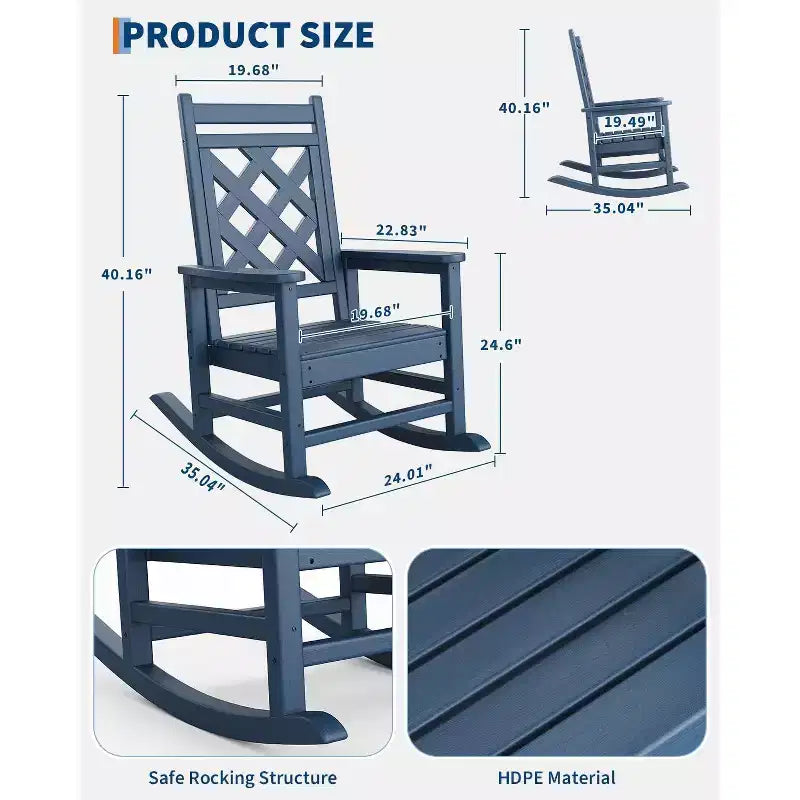 Lot de 6 chaises à bascule, chaises à bascule de patio avec texture bois et support de 172 kg