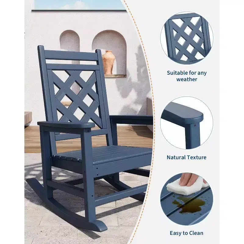 Lot de 6 chaises à bascule, chaises à bascule de patio avec texture bois et support de 172 kg