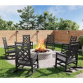 6 Pack Rocking Chair , Patio Rocking Chair Porch Rocker with Wood Texture & 380 LBS Support