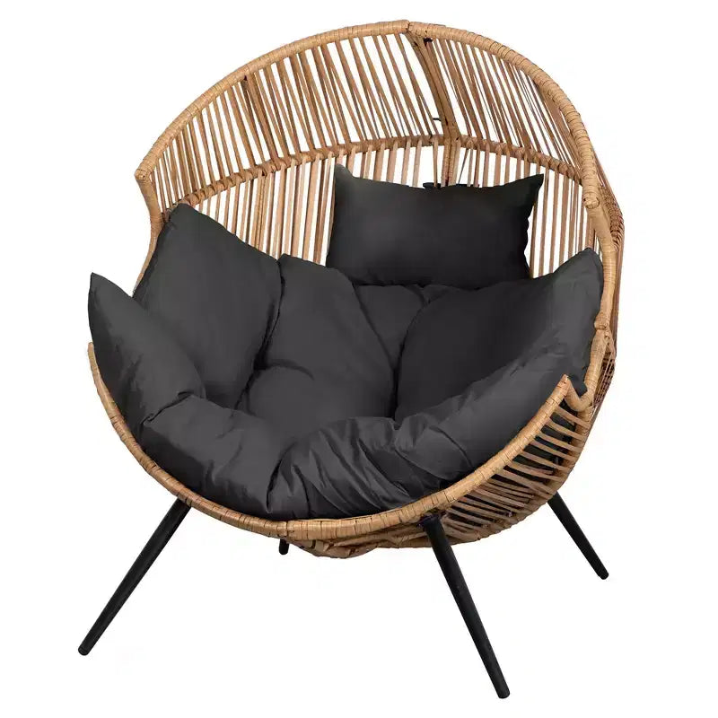 Fauteuil œuf en osier Celebalcony – Fauteuil de patio en rotin avec coussin, chaise œuf de salon intérieure-extérieure pour salon, chambre, patio, jardin.