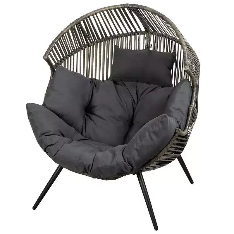 Fauteuil œuf en osier Celebalcony – Fauteuil de patio en rotin avec coussin, chaise œuf de salon intérieure-extérieure pour salon, chambre, patio, jardin.
