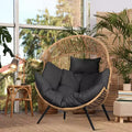 Fauteuil œuf en osier Celebalcony – Fauteuil de patio en rotin avec coussin, chaise œuf de salon intérieure-extérieure pour salon, chambre, patio, jardin.