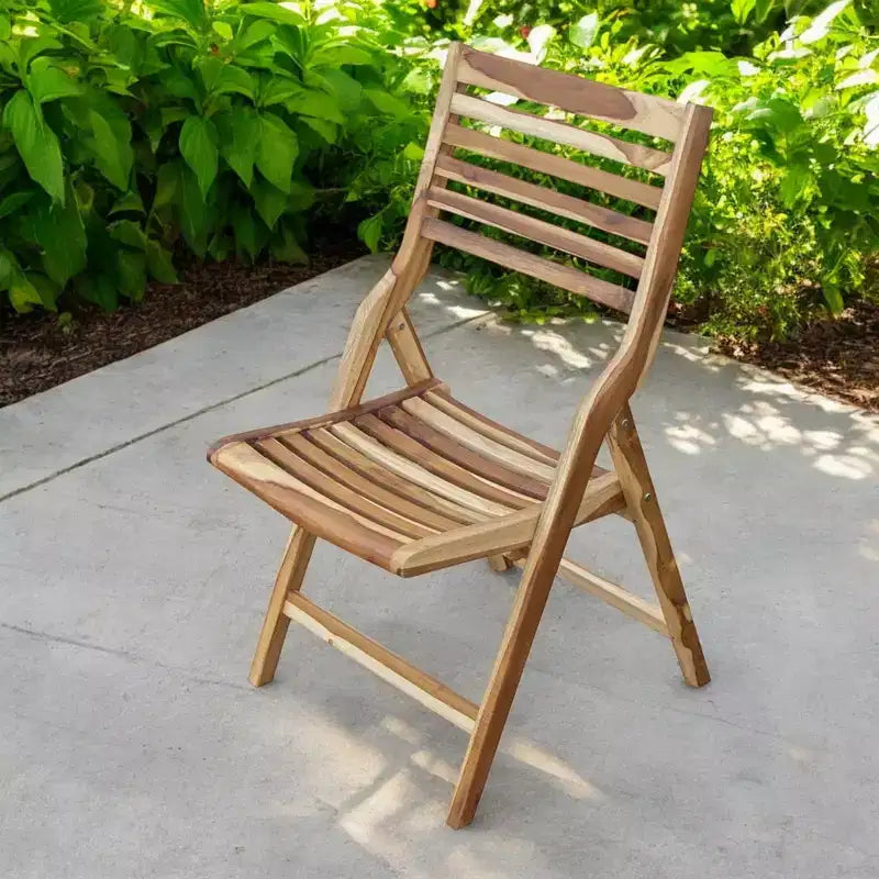 Chaise de salle à manger pliante d'extérieur en bois massif marron 22