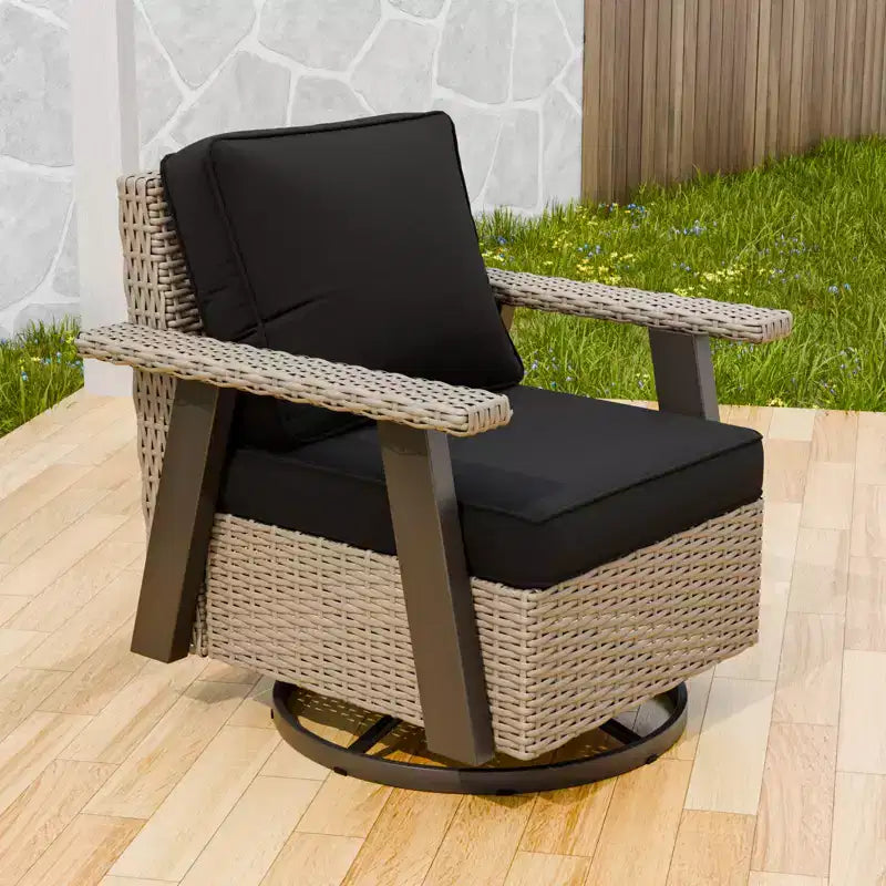 Fauteuil de jardin EAGLE PEAK Classic 360 pivotant et inclinable avec coussins épais, planeur d'extérieur en osier résistant aux intempéries