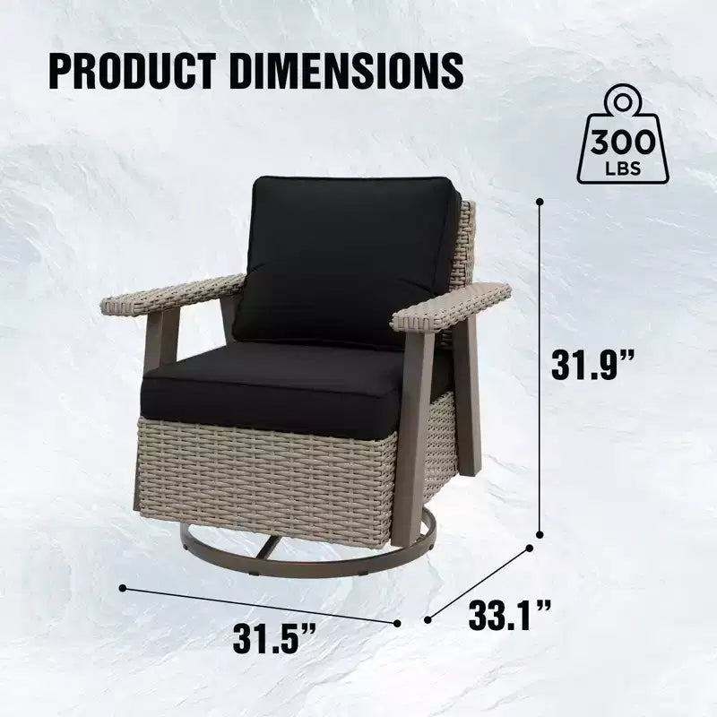 Fauteuil de jardin EAGLE PEAK Classic 360 pivotant et inclinable avec coussins épais, planeur d'extérieur en osier résistant aux intempéries